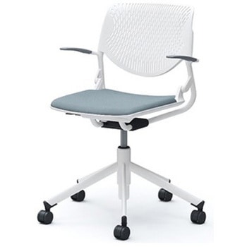 81S2AU FXW9 ルナ 5本脚チェア 肘付  背パッド無 ホワイトシェル ホワイトフレーム ナイロン双輪 オカムラ(岡村製作所) 07162901