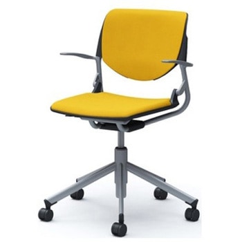 81S2CL FSG9 ルナ 5本脚チェア 肘付  背パッド付 ブラックシェル シルバーフレーム ナイロン双輪 オカムラ(岡村製作所) 07163375