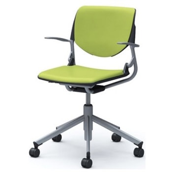 81S2CL PD32 ルナ 5本脚チェア 肘付  背パッド付 ブラックシェル シルバーフレーム ナイロン双輪 オカムラ(岡村製作所) 07163391