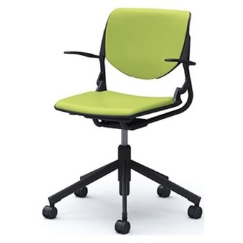 81S2CQ PD32 ルナ 5本脚チェア 肘付  背パッド付 ブラックシェル ブラックフレーム ナイロン双輪 オカムラ(岡村製作所) 07163409