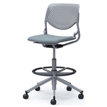 81S2HA FXW9 ルナ 5本脚ハイチェア 肘無  背パッド無 グレーシェル シルバーフレーム ナイロン双輪 オカムラ(岡村製作所) 07168248