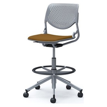 81S2HA FMV4 ルナ 5本脚ハイチェア 肘無  背パッド無 グレーシェル シルバーフレーム ナイロン双輪 オカムラ(岡村製作所) 07168546