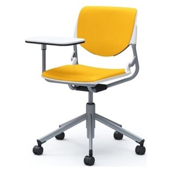 81S2NB PD33 ルナ 5本脚チェア 肘無 タブレット付 背パッド付 ホワイトシェル シルバーフレーム ナイロン双輪 オカムラ(岡村製作所) 07168720