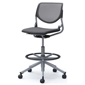 81S2JI FKA2 ルナ 5本脚ハイチェア 肘無  背メッシュ ブラックシェル シルバーフレーム ナイロン双輪 オカムラ(岡村製作所) 07172150