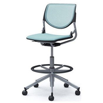 81S2JI FKA6 ルナ 5本脚ハイチェア 肘無  背メッシュ ブラックシェル シルバーフレーム ナイロン双輪 オカムラ(岡村製作所) 07172159