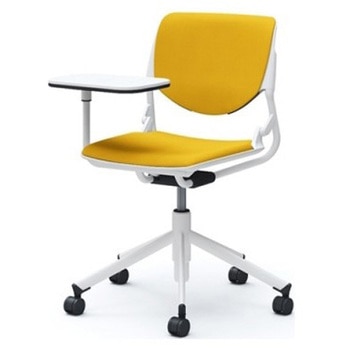 81S2NZ FSG9 ルナ 5本脚チェア 肘無 タブレット付 背パッド付 ホワイトシェル ホワイトフレーム ナイロン双輪 オカムラ(岡村製作所) 07172220