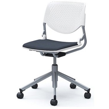 81S2AA FXW4 ルナ 5本脚チェア 肘無  背パッド無 ホワイトシェル シルバーフレーム ナイロン双輪 オカムラ(岡村製作所) 07173340