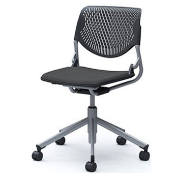 81S2CA FXW0 ルナ 5本脚チェア 肘無  背パッド無 ブラックシェル シルバーフレーム ナイロン双輪 オカムラ(岡村製作所) 07173410