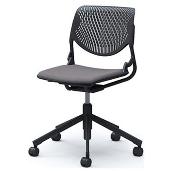 81S2CK FXW1 ルナ 5本脚チェア 肘無  背パッド無 ブラックシェル ブラックフレーム ナイロン双輪 オカムラ(岡村製作所) 07173419