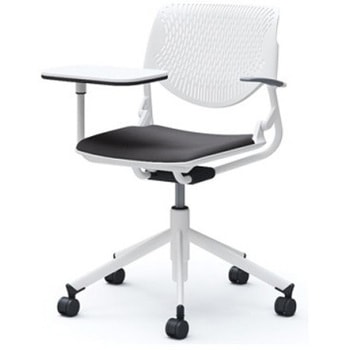 81S2NU FSG2 ルナ 5本脚チェア 肘付 タブレット付 背パッド無 ホワイトシェル ホワイトフレーム ナイロン双輪 オカムラ(岡村製作所) 07173805