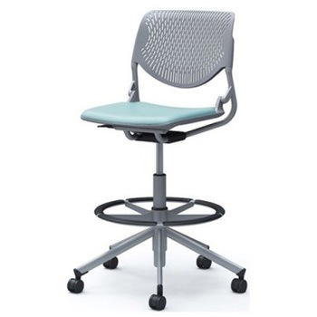 81S2HA PD31 ルナ 5本脚ハイチェア 肘無  背パッド無 グレーシェル シルバーフレーム ナイロン双輪 オカムラ(岡村製作所) 07175300