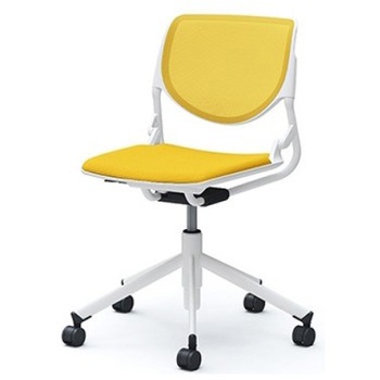 81S2AD FKB9 ルナ 5本脚チェア 肘無  背メッシュ ホワイトシェル ホワイトフレーム ナイロン双輪 オカムラ(岡村製作所) 07175379