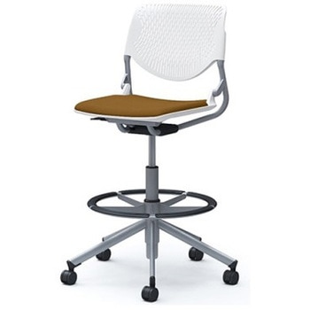 81S2GA FMV4 ルナ 5本脚ハイチェア 肘無  背パッド無 ホワイトシェル シルバーフレーム ナイロン双輪 オカムラ(岡村製作所) 07175756