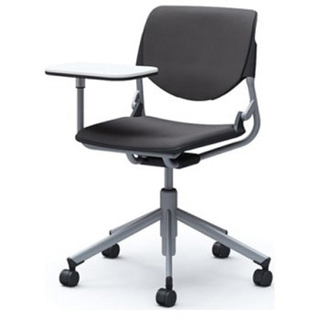 81S2QB FSG2 ルナ 5本脚チェア 肘無 タブレット付 背パッド付 ブラックシェル シルバーフレーム ナイロン双輪 オカムラ(岡村製作所) 07175991