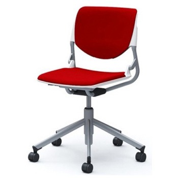 81S2AB FSF9 ルナ 5本脚チェア 肘無  背パッド付 ホワイトシェル シルバーフレーム ナイロン双輪 オカムラ(岡村製作所) 07176316