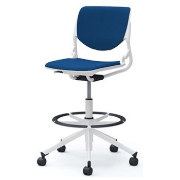 81S2GZ FSF3 ルナ 5本脚ハイチェア 肘無  背パッド付 ホワイトシェル ホワイトフレーム ナイロン双輪 オカムラ(岡村製作所) 07176885