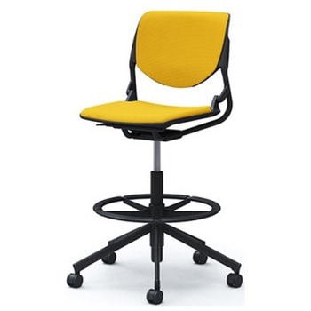 81S2JM FSG9 ルナ 5本脚ハイチェア 肘無  背パッド付 ブラックシェル ブラックフレーム ナイロン双輪 オカムラ(岡村製作所) 07176919