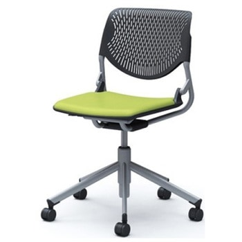 81S2CA PD32 ルナ 5本脚チェア 肘無  背パッド無 ブラックシェル シルバーフレーム ナイロン双輪 オカムラ(岡村製作所) 07177208