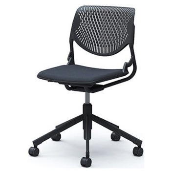 81S2CK FXW4 ルナ 5本脚チェア 肘無  背パッド無 ブラックシェル ブラックフレーム ナイロン双輪 オカムラ(岡村製作所) 07177226