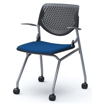 81S1CE FSF3 ルナ ネスティング 肘付  背パッド無 ブラックシェル シルバーフレーム ナイロン双輪 オカムラ(岡村製作所) 07178127