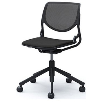 81S2CD FKA1 ルナ 5本脚チェア 肘無  背メッシュ ブラックシェル ブラックフレーム ナイロン双輪 オカムラ(岡村製作所) 07179281