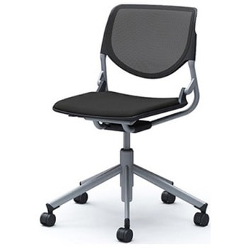 81S2CI FKA1 ルナ 5本脚チェア 肘無  背メッシュ ブラックシェル シルバーフレーム ナイロン双輪 オカムラ(岡村製作所) 07179299