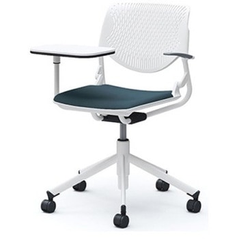 81S2NU FMV0 ルナ 5本脚チェア 肘付 タブレット付 背パッド無 ホワイトシェル ホワイトフレーム ナイロン双輪 オカムラ(岡村製作所) 07179360