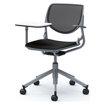 81S2PJ FKA1 ルナ 5本脚チェア 肘付 タブレット付 背メッシュ グレーシェル シルバーフレーム ナイロン双輪 オカムラ(岡村製作所) 07179457