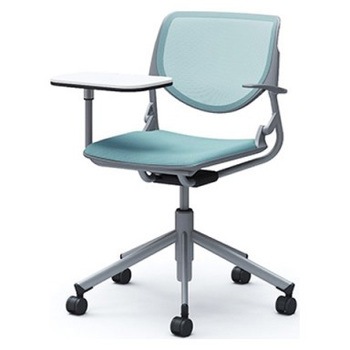 81S2PJ FKA6 ルナ 5本脚チェア 肘付 タブレット付 背メッシュ グレーシェル シルバーフレーム ナイロン双輪 オカムラ(岡村製作所) 07179466