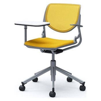 81S2PJ FKB9 ルナ 5本脚チェア 肘付 タブレット付 背メッシュ グレーシェル シルバーフレーム ナイロン双輪 オカムラ(岡村製作所) 07179475