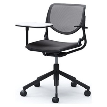 81S2QF FKA2 ルナ 5本脚チェア 肘付 タブレット付 背メッシュ ブラックシェル ブラックフレーム ナイロン双輪 オカムラ(岡村製作所) 07179491