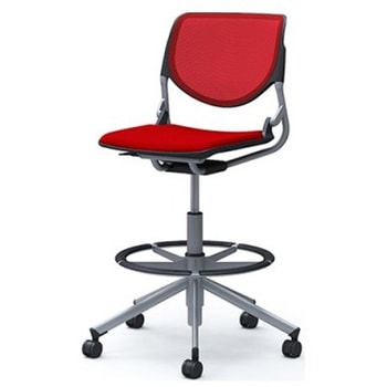 81S2JI FKA9 ルナ 5本脚ハイチェア 肘無  背メッシュ ブラックシェル シルバーフレーム ナイロン双輪 オカムラ(岡村製作所) 07179807