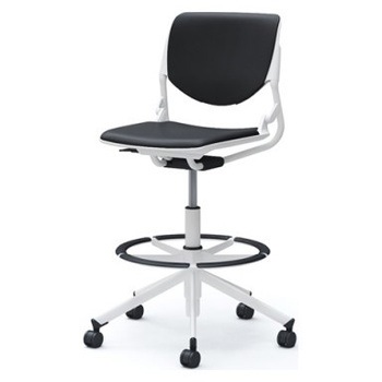 81S2GZ PB20 ルナ 5本脚ハイチェア 肘無  背パッド付 ホワイトシェル ホワイトフレーム ナイロン双輪 オカムラ(岡村製作所) 07180796