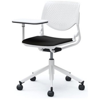 81S2NY FSF1 ルナ 5本脚チェア 肘無 タブレット付 背パッド無 ホワイトシェル ホワイトフレーム ナイロン双輪 オカムラ(岡村製作所) 07180857