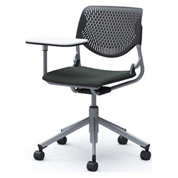 81S2QA FXW5 ルナ 5本脚チェア 肘無 タブレット付 背パッド無 ブラックシェル シルバーフレーム ナイロン双輪 オカムラ(岡村製作所) 07180909