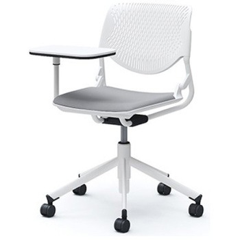 81S2NY FM19 ルナ 5本脚チェア 肘無 タブレット付 背パッド無 ホワイトシェル ホワイトフレーム ナイロン双輪 オカムラ(岡村製作所) 07181329