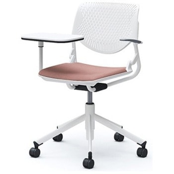 81S2NU FXW8 ルナ 5本脚チェア 肘付 タブレット付 背パッド無 ホワイトシェル ホワイトフレーム ナイロン双輪 オカムラ(岡村製作所) 07181530