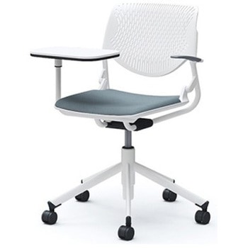 81S2NU FXW9 ルナ 5本脚チェア 肘付 タブレット付 背パッド無 ホワイトシェル ホワイトフレーム ナイロン双輪 オカムラ(岡村製作所) 07181539