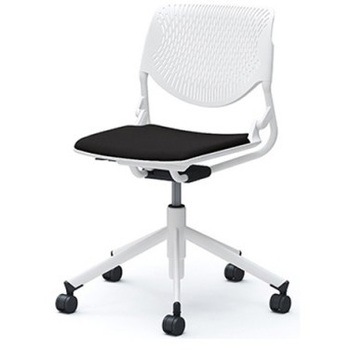 81S2AY FM18 ルナ 5本脚チェア 肘無  背パッド無 ホワイトシェル ホワイトフレーム ナイロン双輪 オカムラ(岡村製作所) 07181661