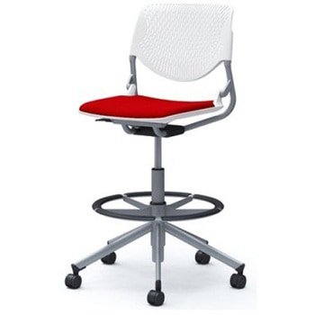 81S2GA FSF9 ルナ 5本脚ハイチェア 肘無  背パッド無 ホワイトシェル シルバーフレーム ナイロン双輪 オカムラ(岡村製作所) 07182921