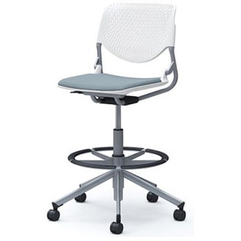 81S2GA FXW9 ルナ 5本脚ハイチェア 肘無  背パッド無 ホワイトシェル シルバーフレーム ナイロン双輪 オカムラ(岡村製作所) 07182957