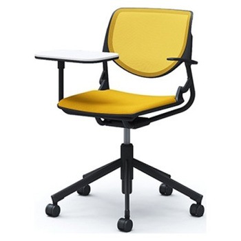 81S2QF FKB9 ルナ 5本脚チェア 肘付 タブレット付 背メッシュ ブラックシェル ブラックフレーム ナイロン双輪 オカムラ(岡村製作所) 07183158