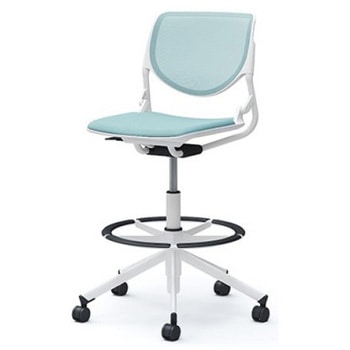 81S2GD FKA6 ルナ 5本脚ハイチェア 肘無  背メッシュ ホワイトシェル ホワイトフレーム ナイロン双輪 オカムラ(岡村製作所) 07183411