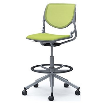 81S2HI FKA5 ルナ 5本脚ハイチェア 肘無  背メッシュ グレーシェル シルバーフレーム ナイロン双輪 オカムラ(岡村製作所) 07183465