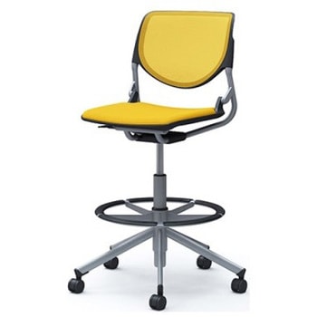 81S2JI FKB9 ルナ 5本脚ハイチェア 肘無  背メッシュ ブラックシェル シルバーフレーム ナイロン双輪 オカムラ(岡村製作所) 07183526