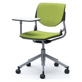 81S2QB FSF5 ルナ 5本脚チェア 肘無 タブレット付 背パッド付 ブラックシェル シルバーフレーム ナイロン双輪 オカムラ(岡村製作所) 07183560