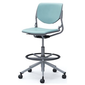 81S2HB PD31 ルナ 5本脚ハイチェア 肘無  背パッド付 グレーシェル シルバーフレーム ナイロン双輪 オカムラ(岡村製作所) 07184479