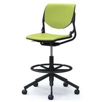 81S2JM PD32 ルナ 5本脚ハイチェア 肘無  背パッド付 ブラックシェル ブラックフレーム ナイロン双輪 オカムラ(岡村製作所) 07184531