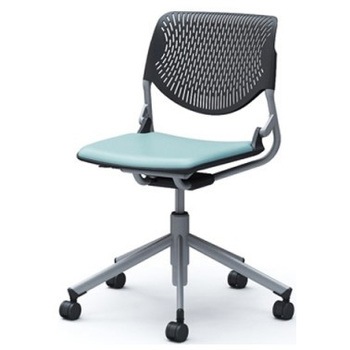 81S2CA PD31 ルナ 5本脚チェア 肘無  背パッド無 ブラックシェル シルバーフレーム ナイロン双輪 オカムラ(岡村製作所) 07184856