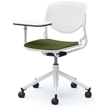 81S2NY FMV1 ルナ 5本脚チェア 肘無 タブレット付 背パッド無 ホワイトシェル ホワイトフレーム ナイロン双輪 オカムラ(岡村製作所) 07185240